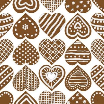 Christmas gingerbread seamless vector pattern Stock Illustration