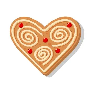 Christmas gingerbread in the shape of a heart. Stock Illustration