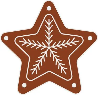 Christmas gingerbread in the shape of a star with snowflake isolated on white Stock Illustration