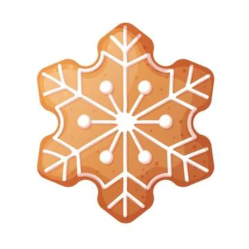 Christmas gingerbread snowflake with beautiful patterns of sweet icing. Hol.. Stock Illustration