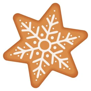 Christmas gingerbread star with snowflake pattern Stock Illustration