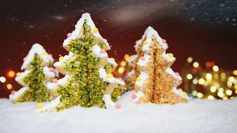 Christmas Gingerbread Trees Stock Footage 102794367