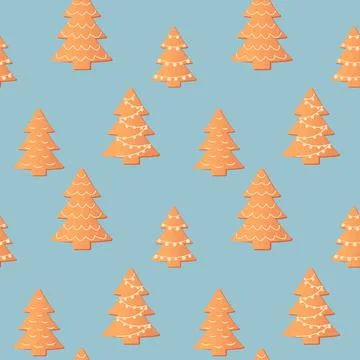 Christmas gingerbread trees pattern Stock Illustration