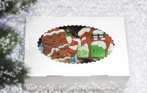 Christmas gingerbread under the tree Stock Photos