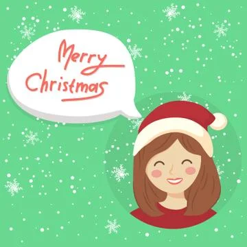 Christmas Girl Bubble Speech Stock Illustration