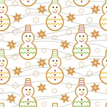 Christmas glazed snowmen seamless pattern. Ilustración de archivo