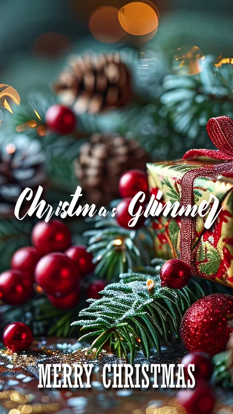Christmas Glimmer Modern Cursive Text Animation Happy Christmas Saying Stock Footage 292495366