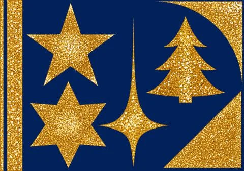 Christmas Glitter Elements on Blue Background Stock Illustration
