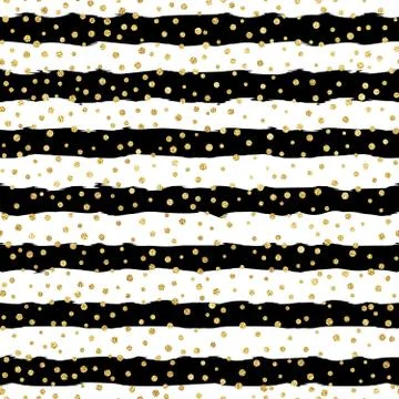 Christmas glitter seamless pattern background. Gold polka dot, foil confetti on Stock Illustration