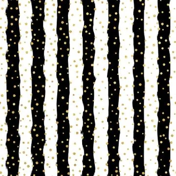 Christmas glitter seamless pattern background. Gold polka dot, foil confetti on Stock Illustration