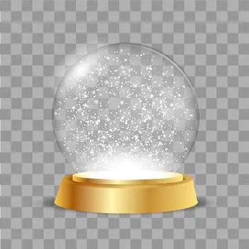 Christmas Globe with falling snow on transparent background. Vector Stock Illustration