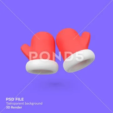 Christmas gloves mitten isolated 3d render icon illustration Template PSD