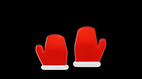 Christmas Gloves with Transparent Background in 3D Animation Stock Footage 309319073