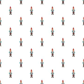 Christmas gnome character repeating pattern on white background Stock Illustration