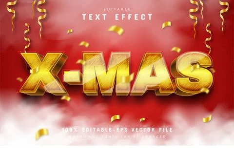 Christmas gold 3d text effect editable Stock Illustration