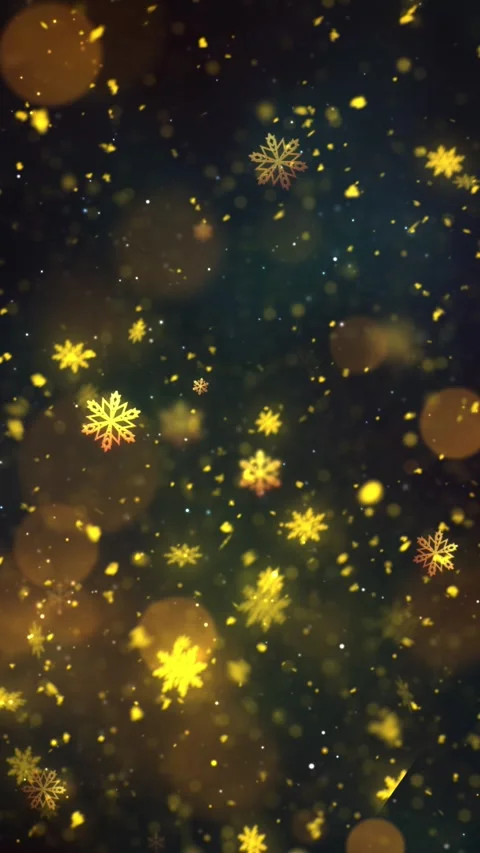 Christmas Gold Snow and Snowflakes Background 39 Stock Footage 256191653