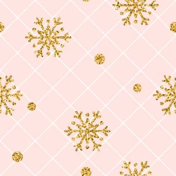 Christmas gold snowflake seamless pattern Stock Illustration