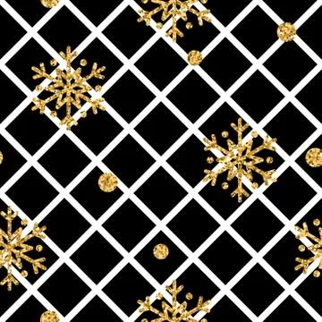 Christmas gold snowflake seamless pattern Stock Illustration