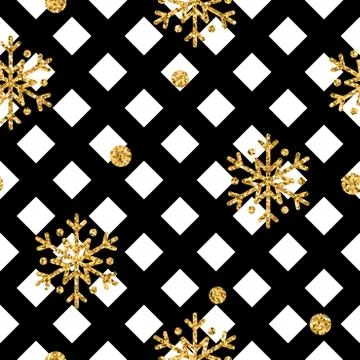 Christmas gold snowflake seamless pattern Stock Illustration