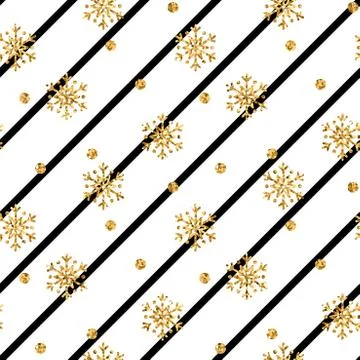 Christmas gold snowflake seamless pattern Stock Illustration