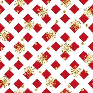 Christmas gold snowflake seamless pattern Illustrazione stock