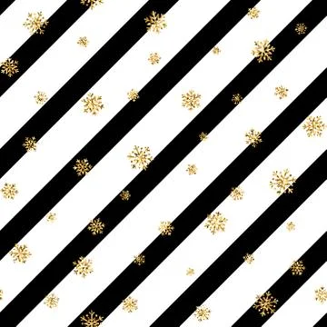 Christmas gold snowflake seamless pattern Stock Illustration