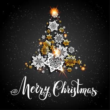Christmas gold tree Stock Illustration