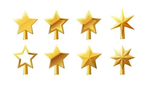 Christmas gold tree topper vector. 3d realistic golden star decoration in Stock Illustration