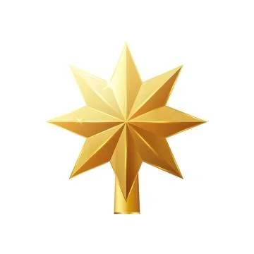 Christmas gold tree topper vector. 3d realistic golden star decoration in Stock Illustration
