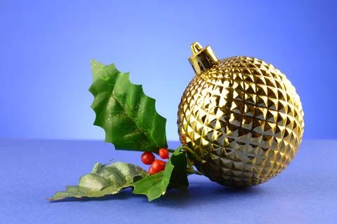 Christmas Golden Bauble Stock Photos