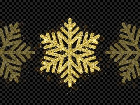 Christmas golden snowflake glitter pattern black background vector gold shine 스톡 일러스트