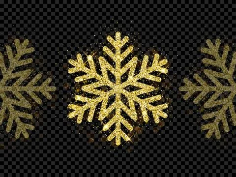 Christmas golden snowflake glitter pattern black background vector gold shine 스톡 일러스트