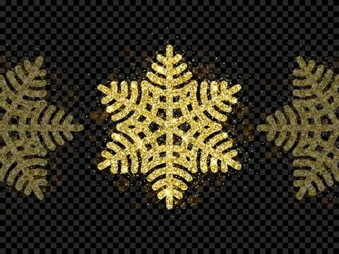Christmas golden snowflake glitter pattern black background vector gold shine 스톡 일러스트