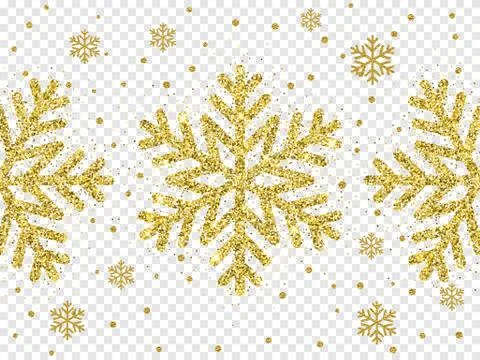 Christmas golden snowflake glitter pattern white background vector gold shine Stock Illustration