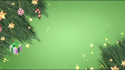 Christmas Green Background with Pine Branches and Ornaments Frame Stock-Footage 320274267