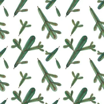 Christmas green branches seamless pattern Stock Illustration