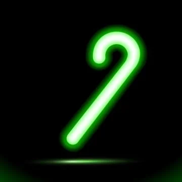 Christmas Green candy cane vector icon Neon lamp, christmas button for design Stock Illustration