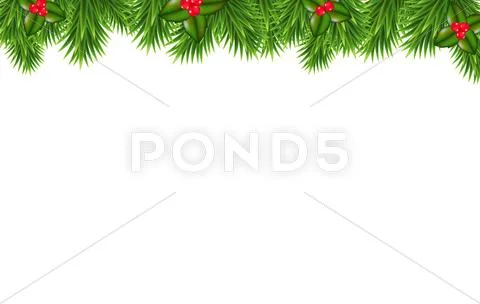Christmas green framework with holly berry Stock Illustration