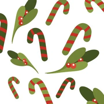 Christmas green mistletoe pattern on a white background. Vector texture for your Illustrazione stock