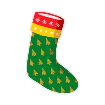 Christmas Green Sock Trees Vector Illustration Stock Illustration