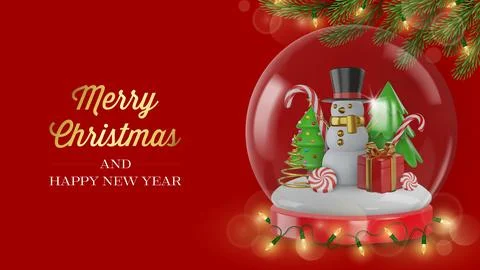 Christmas greeting card with 3d elements Stock Illustration