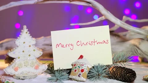 Christmas greeting card with decorations Stock Footage 143429073