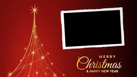 Christmas greeting card featuring a stylized christmas tree, photo frame Video stock 314091127