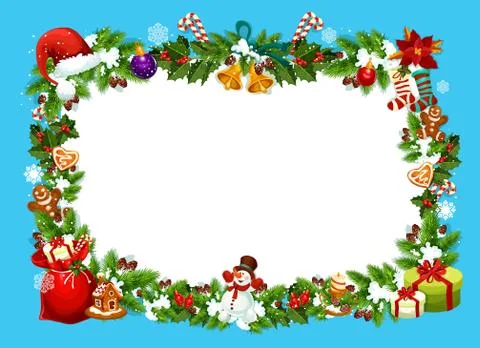Christmas greeting card with gifts frame Stock Illustration