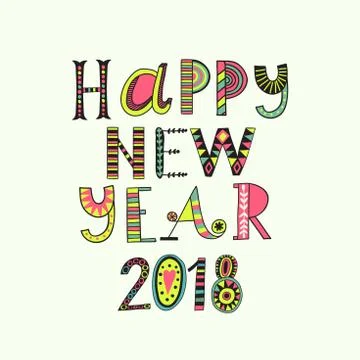 Christmas greeting card template, vector Happy New Year lettering. Stock-Illustration