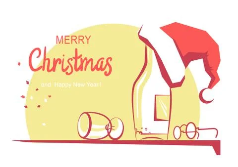 Christmas greeting card with text. Vector color cartoon illustration of holid Stock Illustration
