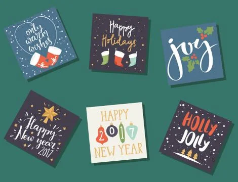 Christmas greeting card vector background banner holidays winter xmas hand draw Stock Illustration