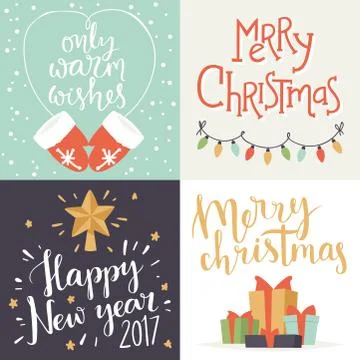 Christmas greeting card vector background banner holidays winter xmas hand draw Stock Illustration