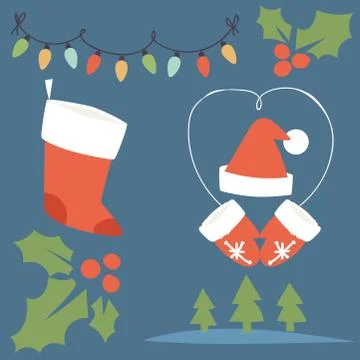 Christmas greeting card vector background banner holidays winter xmas hand draw Stock Illustration
