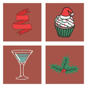 Christmas greeting card vector background banner holidays winter xmas hand draw Stock Illustration